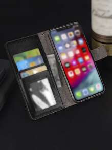 Soporte y estuche para teléfono con ranura para tarjetas compatible con iPhone15/15Plus/15Pro/15Promax, versión internacional, no la versión nacional - Negro - Ver 3