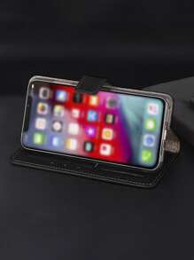 Soporte y estuche para teléfono con ranura para tarjetas compatible con iPhone15/15Plus/15Pro/15Promax, versión internacional, no la versión nacional - Negro - Ver 4