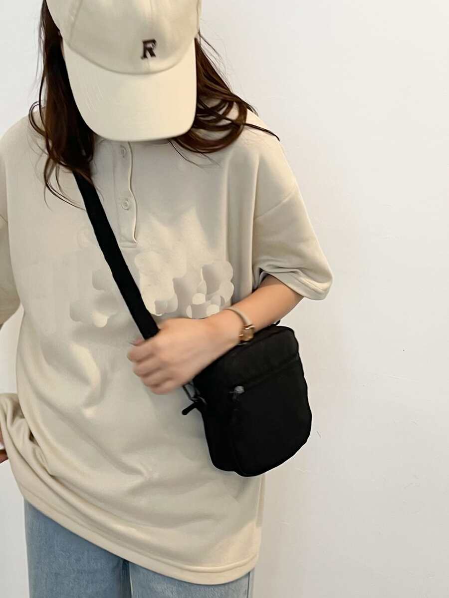 Túi Crossbody Nữ màu trơn Có thể điều chỉnh được Mát mẻ - màu đen - Xem 1
