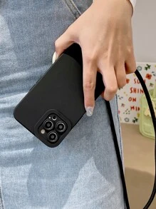kordonlu düz renk telefon kılıfı - màu đen - Xem 3