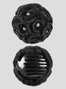 Rhinestone Decor Braided Synthetic  Hair Bun