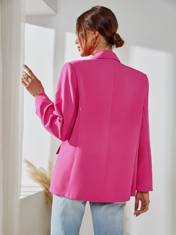 SHEIN Lapel Neck Roll Tab Sleeve Blazer SHEIN USA