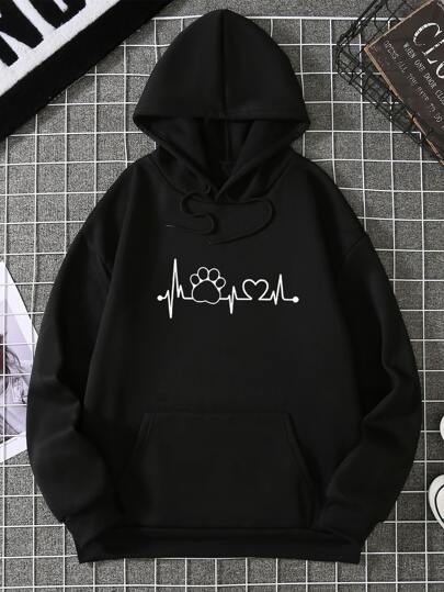 Capucha térmica con estampado de corazón con cordón