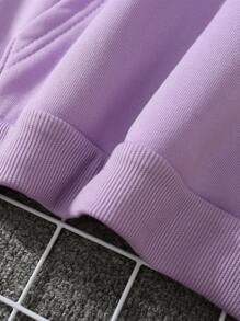 SHEIN EZwear Quần áo thể thao nữ Dây kéo Túi Tim Giải trí - Màu tím hoa cà - Xem 6