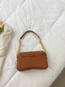 Túi đeo nách màu trơn dành cho nữ, túi đeo nách, túi vuông, túi đeo chéo, ba lô chức năng phong cách đại học, túi đeo vai đi làm tối giản, túi tote đa năng thời trang tối giản mới có sức chứa lớn, túi tote cao cấp có sức chứa lớn họa tiết da cá sấu màu trơn - màu nâu - Xem 3