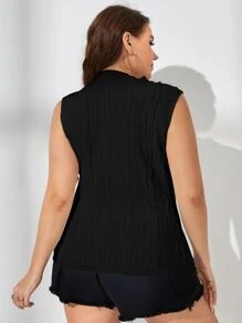 SHEIN Frenchy Plus Mock Neck Tank Top - Black - View 2
