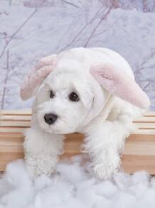 PETSIN 兔耳朵設計寵物長毛絨連帽衫 - 白色 - 查看 7