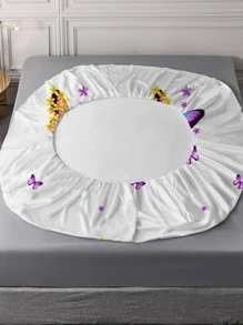 Butterfly Print Fitted Sheet Set Without Filler, Modern Bedding Set For Bedroom