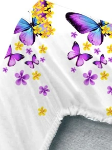 Butterfly Print Fitted Sheet Set Without Filler, Modern Bedding Set For Bedroom