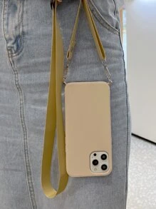 素色手機殼附帶繩子 - 卡其色 - 查看 3