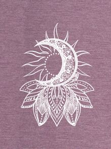 SHEIN LUNE Áo thun nữ Đồ họa Giải trí - Màu tím hoa cà - Xem 5