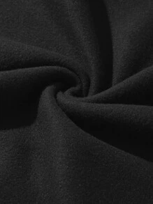 SHEIN EZwear Cartoon Graphic Kangaroo Pocket Thermal Lined Drawstring Hoodie - Black - View 3