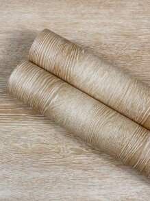 1入組木紋圖案牆紙 - 駝色 - 查看 3