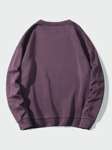 SHEIN Essnce Hand Print Thermal Lined Sweatshirt - Mauve Purple - View 2