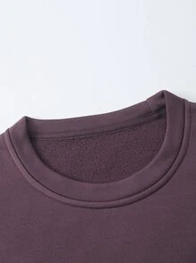 SHEIN Essnce Hand Print Thermal Lined Sweatshirt - Mauve Purple - View 5