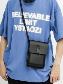 迷你男士方形包钱包小包单肩包手机包手机包手拿包钱包包手机包女士钱包钱包 - 黑色 - 查看 1