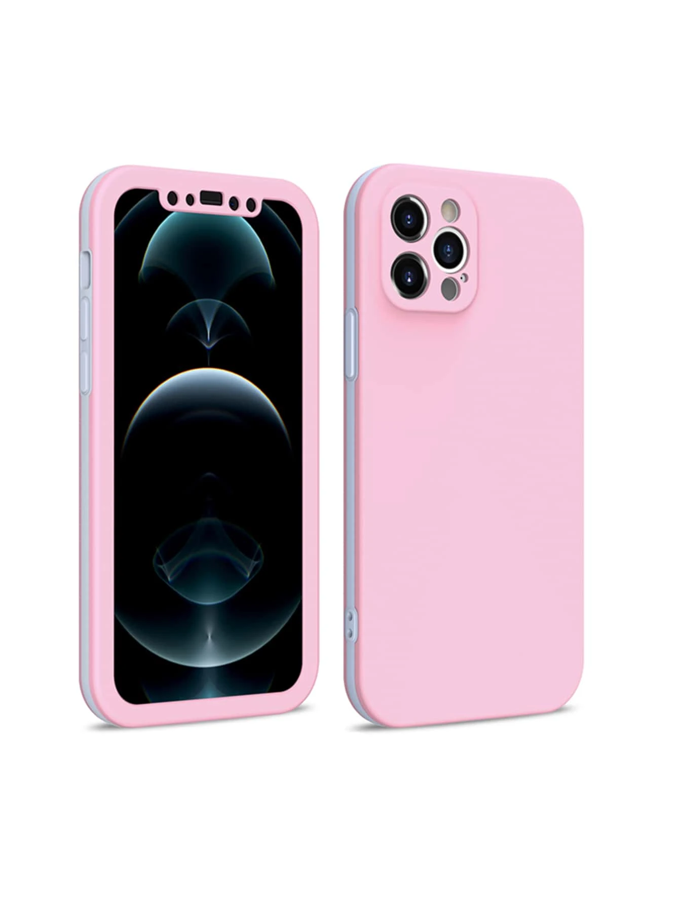 Basic Phone Cases Pink All Protective Phone Case Compatible With IPhone 11,IPhone 13,IPhone 14 Pro Max - Pink - View 1