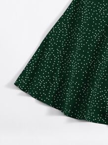 Soleia Sweetheart Neck Puff Sleeve Drawstring Ruched Dalmatian Dress - Dark Green - View 5