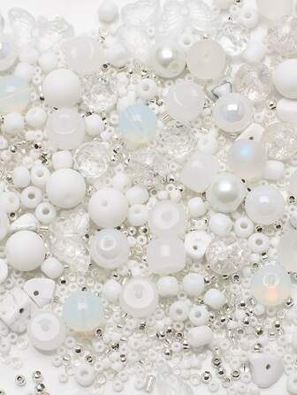 42g/Pack Multi-Style White Glass Beads Mix, DIY Necklace, Bracelet Jewelry Findings, Crafting Materials For Women Accessories