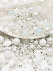 42 克/包多种款式白色玻璃珠混合，DIY 项链、手链珠宝配件，女士配饰制作材料 - 白色 - 查看 2