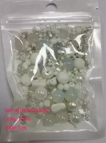 42 克/包多种款式白色玻璃珠混合，DIY 项链、手链珠宝配件，女士配饰制作材料 - 白色 - 查看 3