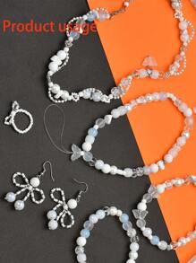 42 克/包多种款式白色玻璃珠混合，DIY 项链、手链珠宝配件，女士配饰制作材料 - 白色 - 查看 5