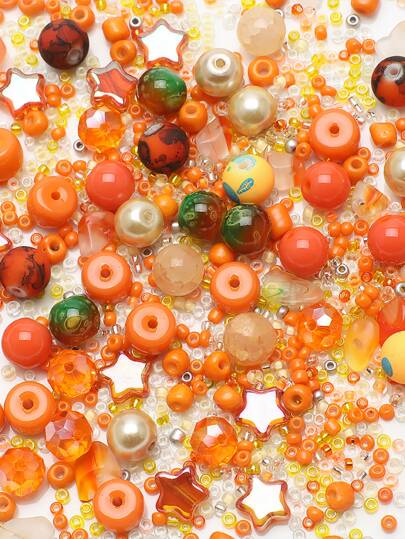 42g/Pack Orange Tone Mixed Glass Beads, DIY Jewelry Making Supplies For Necklace, Bracelet, Crafts, Women Accessory