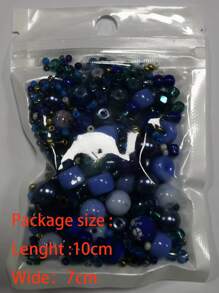 42 غ / عبوة خليط من حبات الزجاج ذات درجات اللون الأزرق، إكسسوارات لصناعة المجوهرات DIY للنساء، لصنع القلائد والأساور والأعمال اليدوية - الأزرق - مشاهدة 3