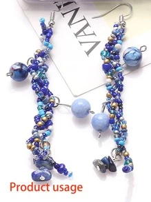 42 غ / عبوة خليط من حبات الزجاج ذات درجات اللون الأزرق، إكسسوارات لصناعة المجوهرات DIY للنساء، لصنع القلائد والأساور والأعمال اليدوية - الأزرق - مشاهدة 4