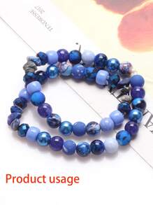 42 غ / عبوة خليط من حبات الزجاج ذات درجات اللون الأزرق، إكسسوارات لصناعة المجوهرات DIY للنساء، لصنع القلائد والأساور والأعمال اليدوية - الأزرق - مشاهدة 5