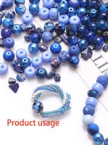 42 غ / عبوة خليط من حبات الزجاج ذات درجات اللون الأزرق، إكسسوارات لصناعة المجوهرات DIY للنساء، لصنع القلائد والأساور والأعمال اليدوية - الأزرق - مشاهدة 6
