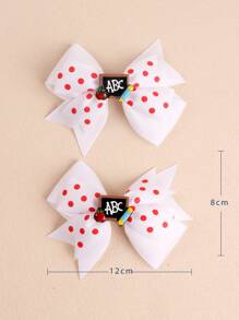 2入組小女童波卡圓點蝴蝶結裝飾髮夾適用於後至開學季 - 彩色 - 查看 5