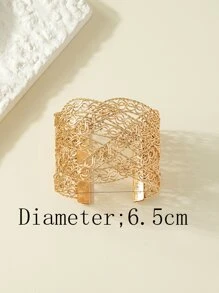 Hollow Out Twist Design Cuff Bangle - Yellow Gold - View 3