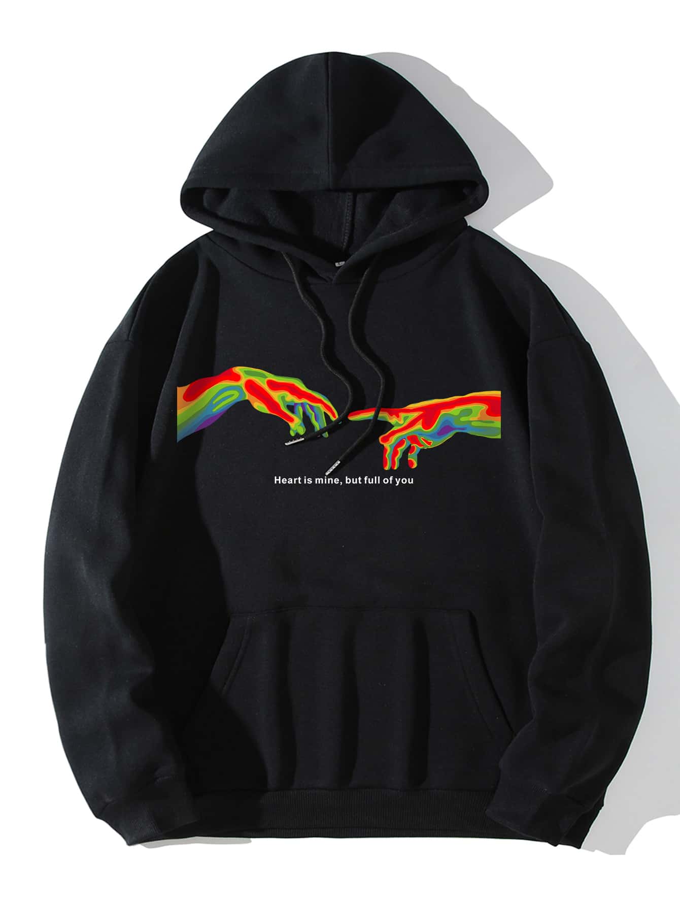 Manfinity Dauomo Áo nỉ Nam Dây kéo Túi Con số Slogan Giải trí - màu đen - Xem 1