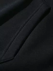 Manfinity Dauomo Áo nỉ Nam Dây kéo Túi Con số Slogan Giải trí - màu đen - Xem 6