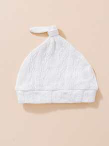 Newborn Baby Boy Solid Textured Jumpsuit & hat - White - View 4