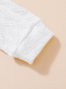 Newborn Baby Boy Solid Textured Jumpsuit & hat - White - View 5