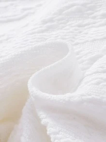 Newborn Baby Boy Solid Textured Jumpsuit & hat - White - View 6