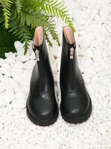Niñas Botas con cremallera delantera - Negro - Ver 4