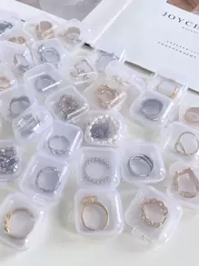 10 piezas Caja de almacenamiento de joya transparente - transparente - Ver 4