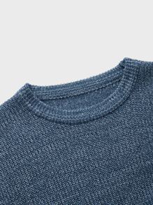 Manfinity Men Round Neck Marled Knit Jumper - Dusty Blue - View 5
