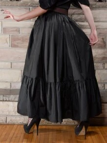 Scarlet Darkness Ruched Asymmetrical Hem Skirt - Black - View 2
