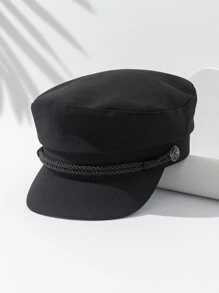 1 chiếc Mũ Newsboy họa tiết mỏ neo bện màu trơn cho nữ, phong cách Hàn Quốc thời trang để đội hàng ngày và kết hợp - màu đen - Xem 1