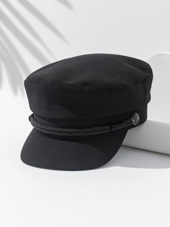 1개 여성 솔리드 컬러 브레이드 닻 패턴 뉴스보이 캡, 일상 착용 및 매칭을 위한 패션 한국 스타일