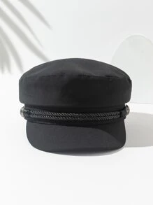 1 chiếc Mũ Newsboy họa tiết mỏ neo bện màu trơn cho nữ, phong cách Hàn Quốc thời trang để đội hàng ngày và kết hợp - màu đen - Xem 3