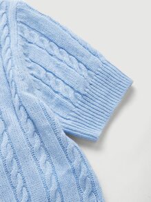 SHEIN MOD Cut Out Bow Back Crop Knit Top - Blue - View 3