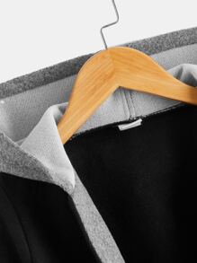 SHEIN 小男童連帽粗花呢花呢外套 - 黑色 - 查看 3