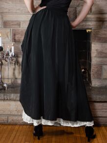 Scarlet Darkness 蕾絲邊雙色半身裙 - 黑色 - 查看 2