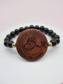 1 Miếng Bằng gỗ Đĩa nhạc In ấn Với Vòng tay ( Của ) - màu đen - Xem 7