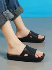 Boys Minimalist Cut Out Slides - Black - View 4